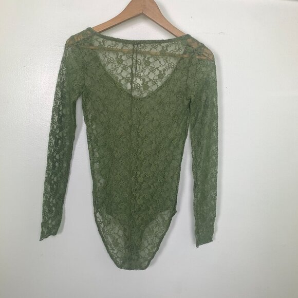 NWT Stradivarius Green Lace Corset Bodysuit - Picture 5 of 9